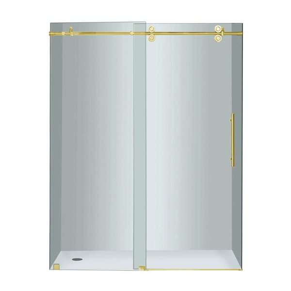 Turin Horizon 48 x 75-in Semi-Frameless Sliding Alcove Shower Door with Clear Glass - Brass