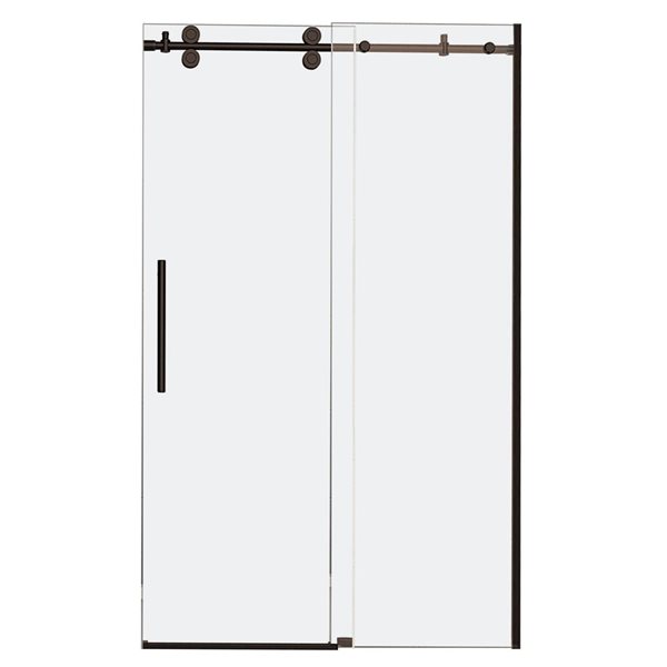 Turin Horizon 48 x 75-in Semi-Frameless Sliding Alcove Shower Door with Clear Glass - Bronze