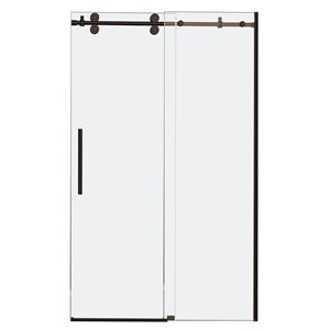 Turin Horizon 48 x 75-in Semi-Frameless Sliding Alcove Shower Door with Clear Glass - Bronze