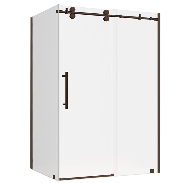 Turin Vertiges 60 x 32 x 75-in Semi-Frameless Sliding Corner Shower Door with Clear Glass - Bronze