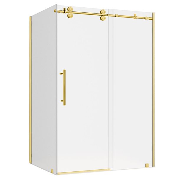 Turin Vertiges 60 x 36 x 75-in Semi-Frameless Sliding Corner Shower Door with Clear Glass - Brass