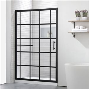 Felyl 72-in H X 48-in W Framed Sliding Shower Door - Black Hardware