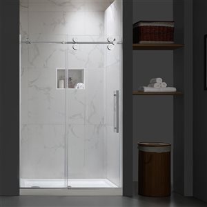 Felyl 76 X 48-in Frameless Sliding Shower Door - Chrome Hardware