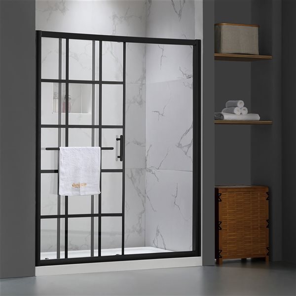 Felyl 72 X 60-in Framed Track Sliding Shower Door - Matte Black Hardware