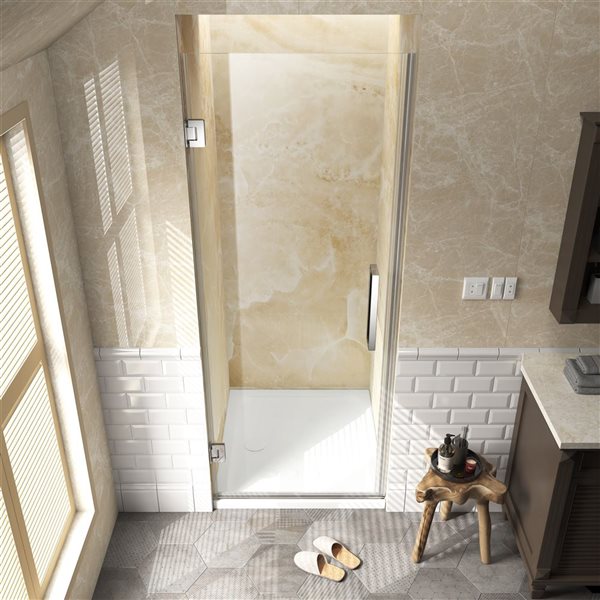 Felyl 72 X 29-in Half-Framed Hinged Shower Door - Chrome Hardware