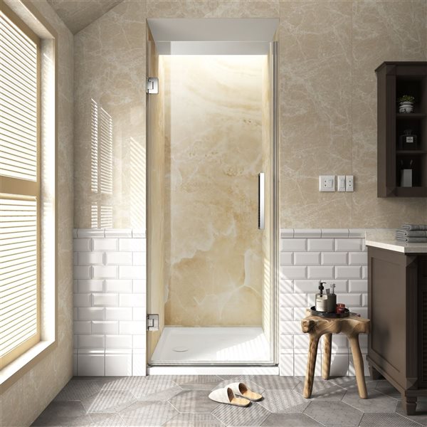 Felyl 72 X 29-in Half-Framed Hinged Shower Door - Chrome Hardware