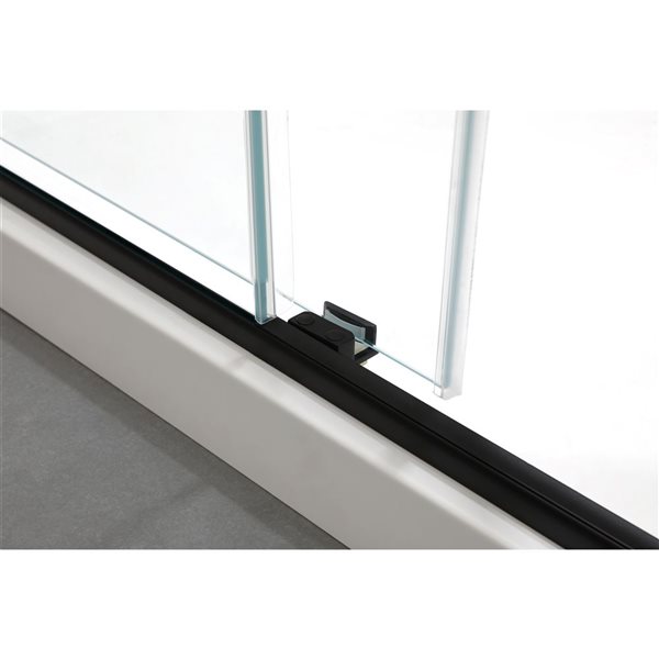 Felyl 58-in H X 48-in W Frameless Hinged Bathtub Door - Black Handle