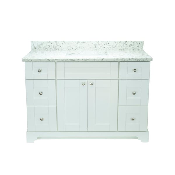 Lukx Bold Damian 48in White Single Sink Bathroom Vanity Milky Way Quartz Top BVWMW048 RONA