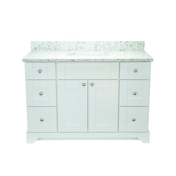 Lukx Bold Damian 42-in White Single Sink Bathroom Vanity - Milky Way ...