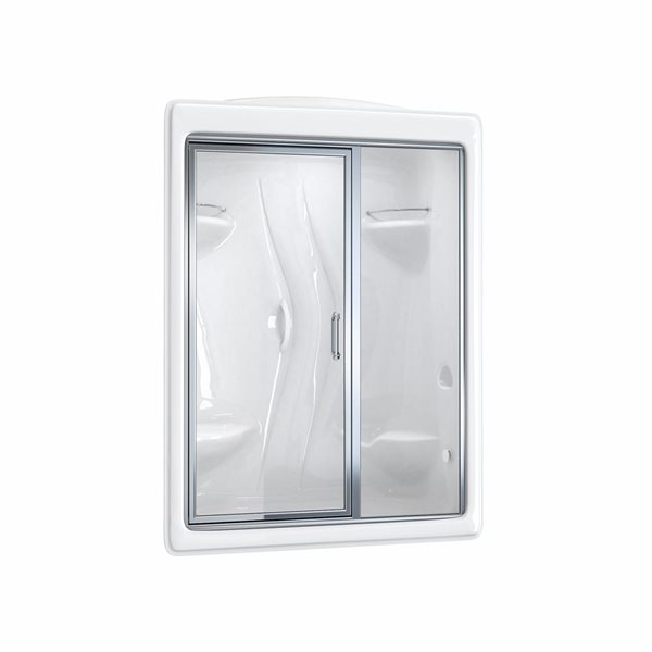 Maax Paro White 36 x 60 x 85.25-in Steam Shower Kit Chrome Door Left Hand Seat