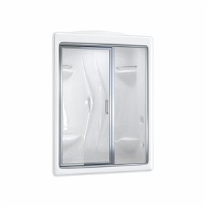 Ensemble de douche à vapeur blanche 36 x 60 x 85,25 po Paro de Maax, porte chromée, siège à gauche