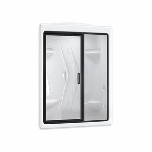 Ensemble de douche à vapeur blanche 36 x 60 x 85,25 po Paro de Maax, porte noire mate, siège à gauche