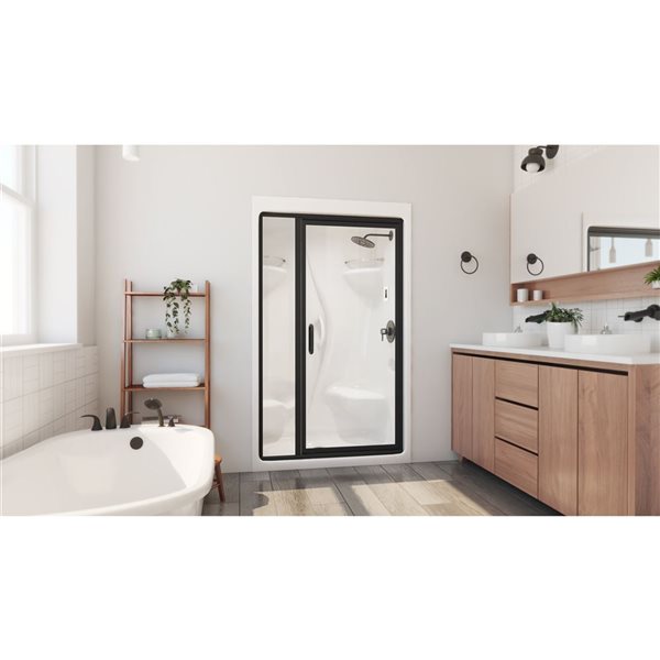 Maax Paro White 36 x 50 x 85.25-in Steam Shower Kit Matte Black Door Right Hand Seat