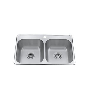 Craftx Drop-in 31 x 20.5-in Brushed Satin Double Equal Bowl 1-hole Kitchen Sink