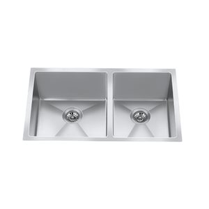 Craftx Undermount 29 x 19-in Brushed Satin Double Equal Bowl Kitchen Sink