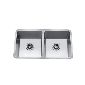 Craftx Undermount 31.25 x 17.75-in Brushed Stainless Steel Double Equal Bowl Kitchen Sink