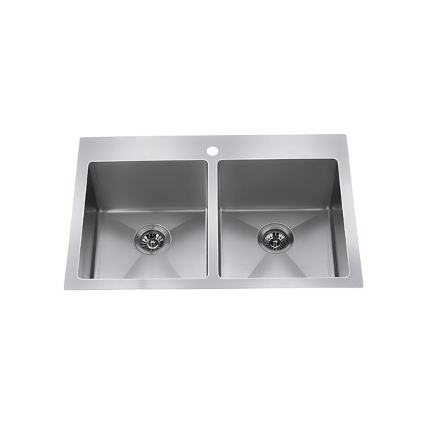 Craftx Drop In Or Undermount 33 X 22 In Brushed Satin Double Equal Bowl   332006368 MainImage 001 L 