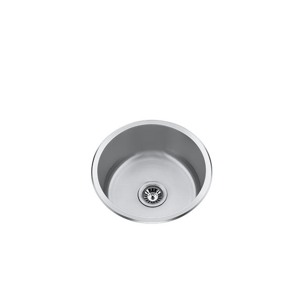 Craftx 17.75 x 17.75-in Satin Stainless Steel Undermount Round Bar Sink with Strainer