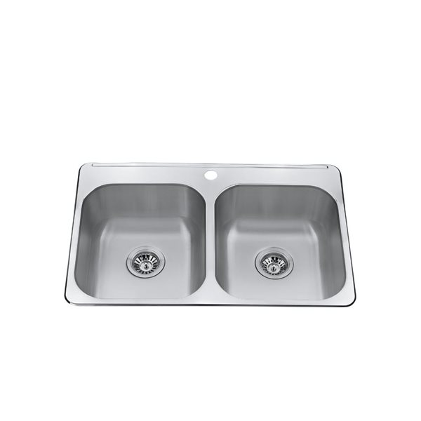 Craftx Drop-in 31 x 20.5-in Brushed Satin Double Equal Bowl 1-Hole Kitchen Sink