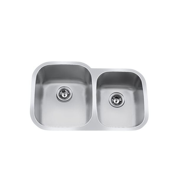 Craftx Undermount 31.25 x 17.75-in Brushed Satin Double Equal Bowl Kitchen Sink