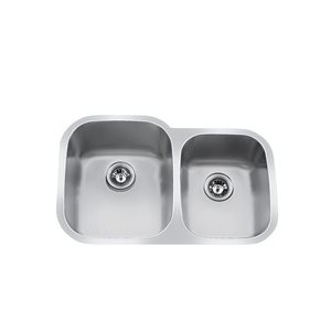 Craftx Undermount 31.25 x 17.75-in Brushed Satin Double Equal Bowl Kitchen Sink