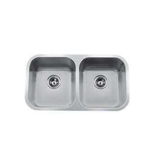 Craftx Undermount 31.75 x 20.38-in Brushed Satin Double Offset Bowl Kitchen Sink