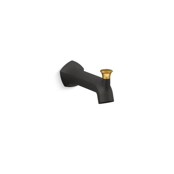 KOHLER Matte Black/Moderne Brass Occasion Wall-mount 8-in diverter bath spout