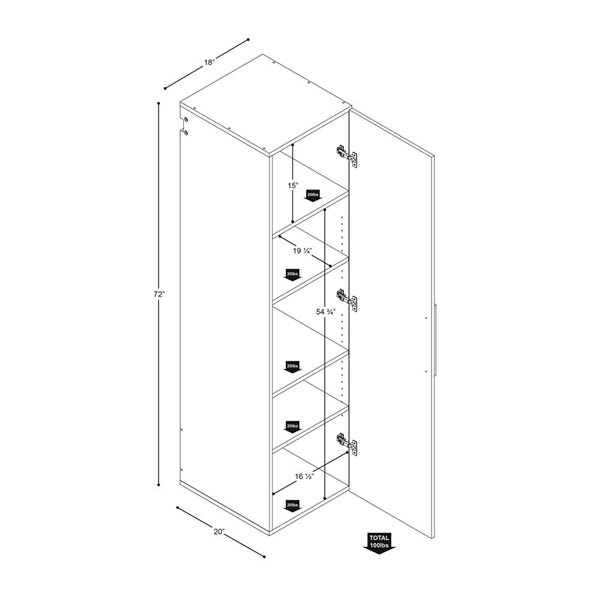 Prepac Hangups 18 x 72 x 20-in Grey Wood Composite Wall-Mounted Garage Cabinet