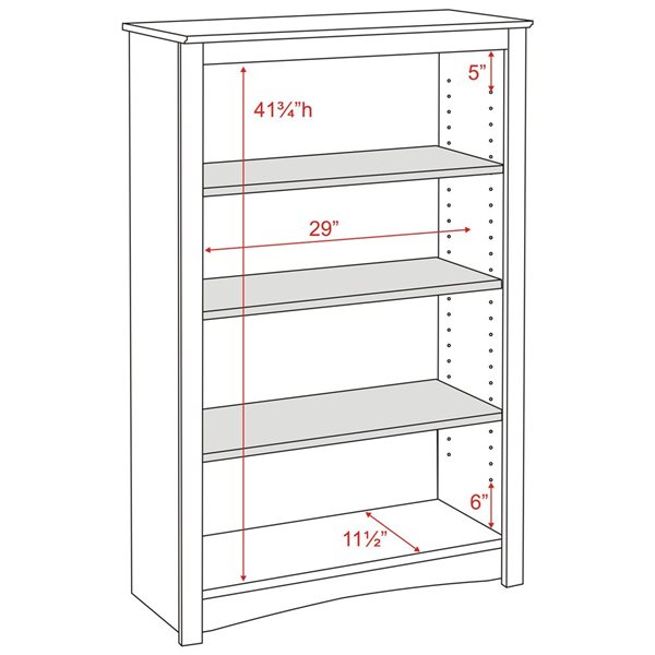 Prepac Transitional White Home Office 4-shelf Standard Bookcase