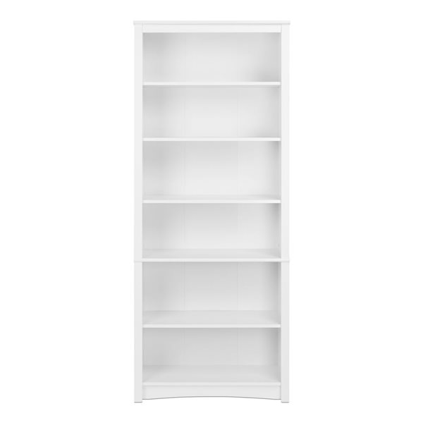 Bibliothèque standard blanche à 6 tablettes pour le bureau à domicile de Prepac