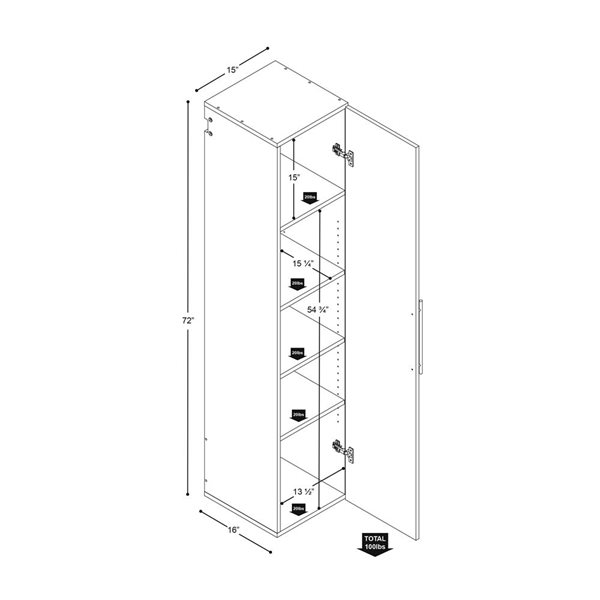 Prepac Hangups 15 x 72 x 16-in White Wood Composite Wall-Mounted Garage Cabinet