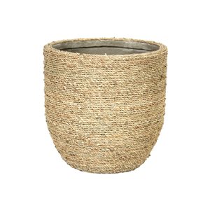 LH Imports 13-in W X 12.6-in H Beige Grass Concrete Planter