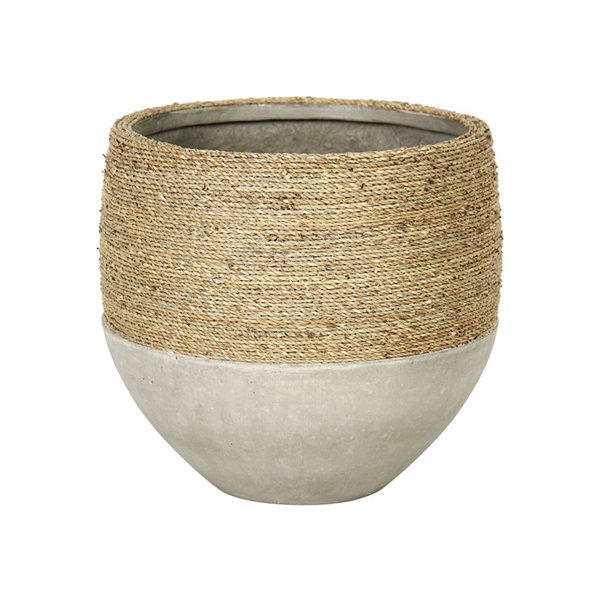 LH Imports 13-in W X 11-in H Beige, Light Grey Concrete Planter