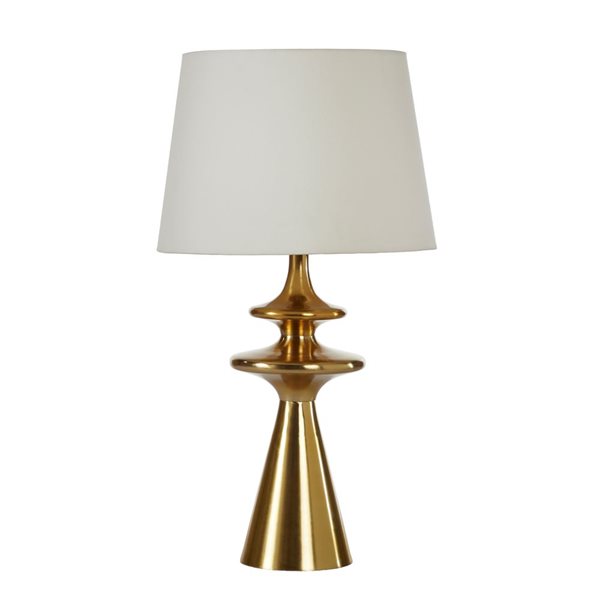 Lh Imports Skye Symphony 28-in Brass Standard Rotary Socket Standard Table Lamp With Fabric Shade