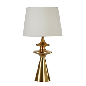 Lh Imports Skye Symphony 28-in Brass Standard Rotary Socket Standard Table Lamp With Fabric Shade