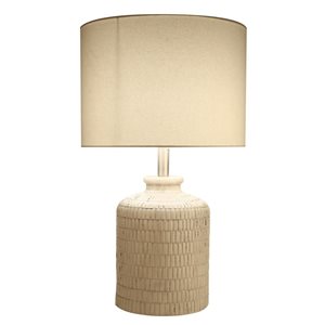 Lh Imports Skye Opaline 23-in Beige Standard Rotary Socket Standard Table Lamp With Fabric Shade