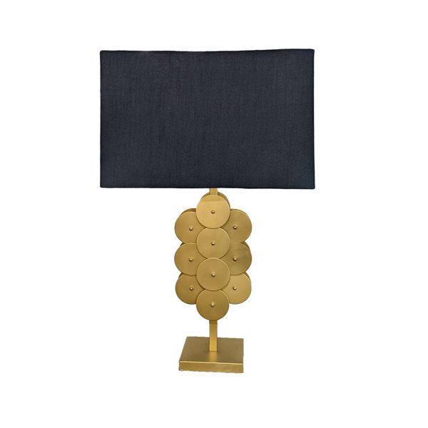 Lh Imports Skye Brass 30-in Brass Standard Rotary Socket Standard Table Lamp With Fabric Shade