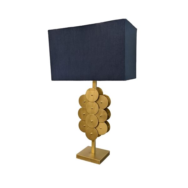 Lh Imports Skye Brass 30-in Brass Standard Rotary Socket Standard Table Lamp With Fabric Shade