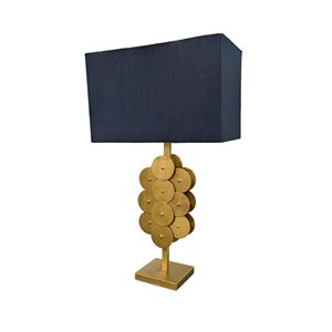 Lh Imports Skye Brass 30-in Brass Standard Rotary Socket Standard Table Lamp With Fabric Shade