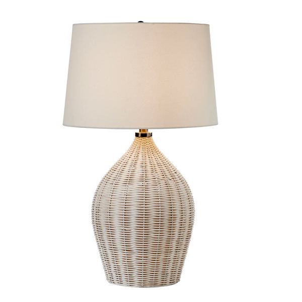 Lh Imports Skye Oceana 27-in White Standard Rotary Socket Standard Table Lamp With Fabric Shade