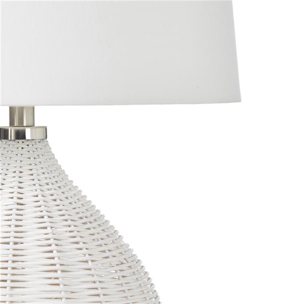 Lh Imports Skye Oceana 27-in White Standard Rotary Socket Standard Table Lamp With Fabric Shade