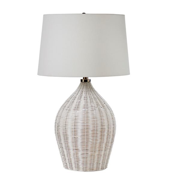 Lh Imports Skye Oceana 27-in White Standard Rotary Socket Standard Table Lamp With Fabric Shade