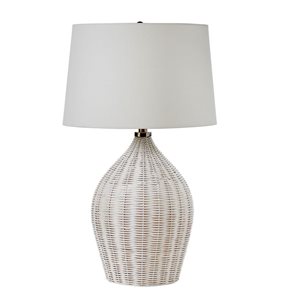 Lh Imports Skye Oceana 27-in White Standard Rotary Socket Standard Table Lamp With Fabric Shade