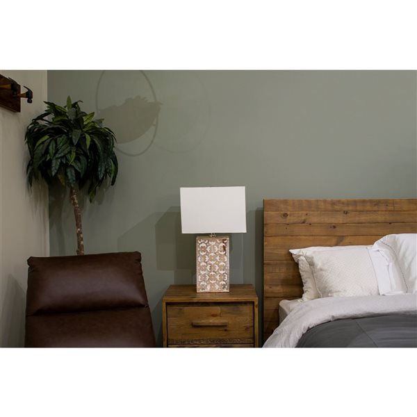 Lh Imports Skye Blossom 26-in Brown Standard Rotary Socket Standard Table Lamp With Fabric Shade