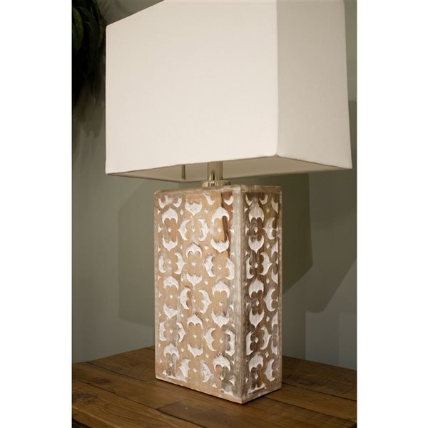 Lh Imports Skye Blossom 26-in Brown Standard Rotary Socket Standard Table Lamp With Fabric Shade