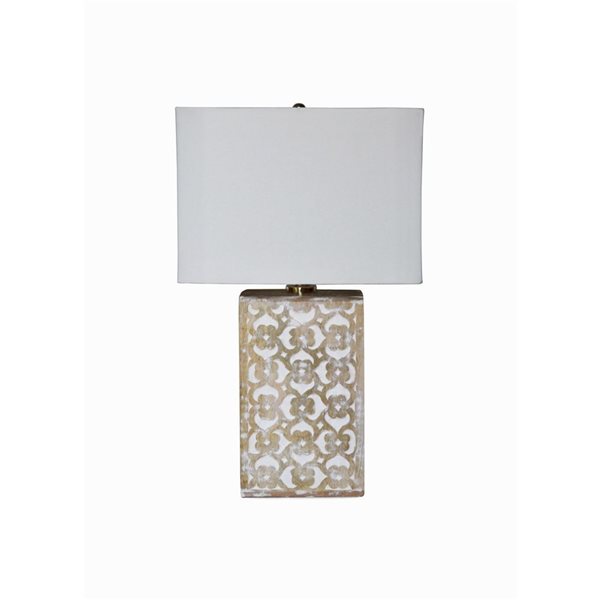 Lh Imports Skye Blossom 26-in Brown Standard Rotary Socket Standard Table Lamp With Fabric Shade