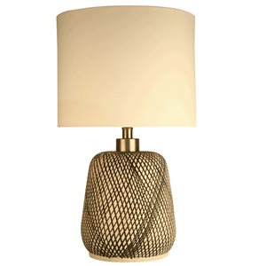 Lh Imports Skye Swirl 23-in Beige Standard Rotary Socket Standard Table Lamp With Fabric Shade