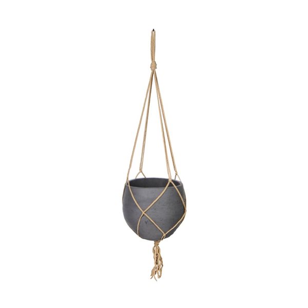 LH Imports 7.1-in W X 5.9-in H Charcoal Grey Concrete Hanging Planter ...