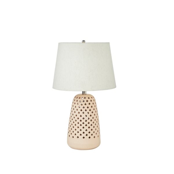 Lh Imports Skye Taverna 24-in Beige Standard Rotary Socket Standard Table Lamp With Fabric Shade