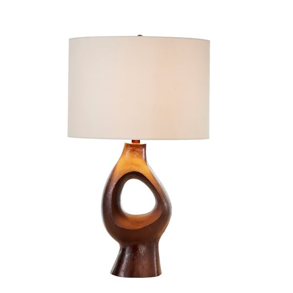 Lh Imports Skye Ember 26-in Copper Standard Rotary Socket Standard Table Lamp With Fabric Shade